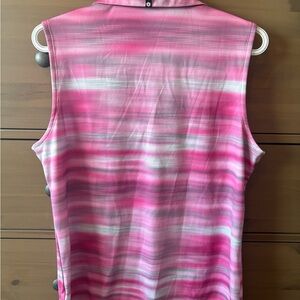 Pink Striped Sleeveless Puma Golf Top
